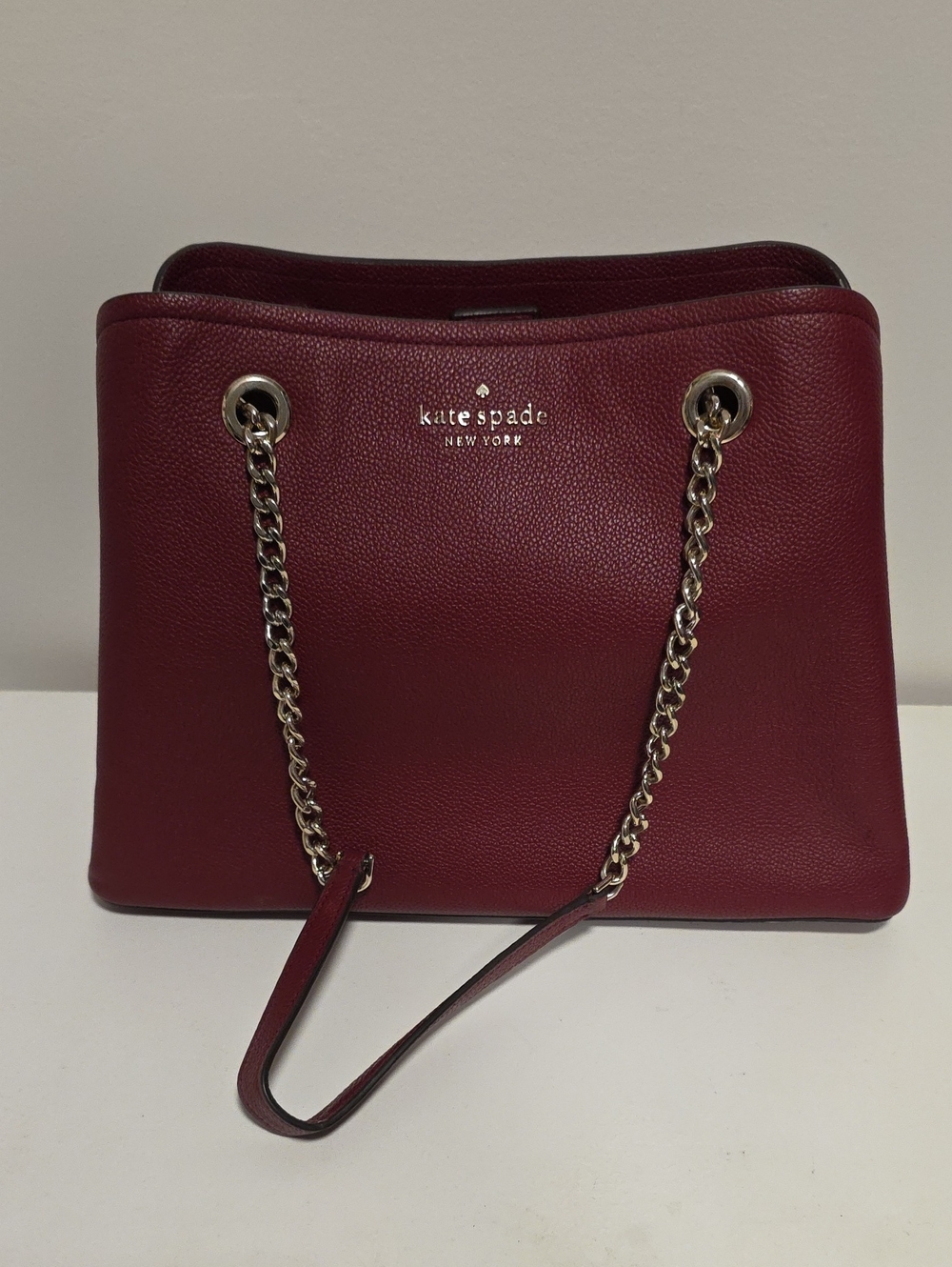 kate spade New York Burgundy Leather Chain-Handle Tote